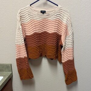 Wavy Striped Cropped Sweater